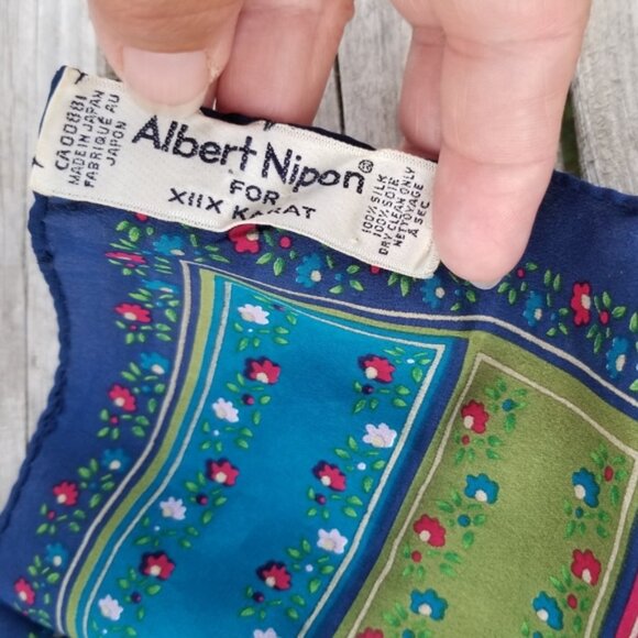 Albert Nipon silk scarf floral striped - Picture 5 of 5